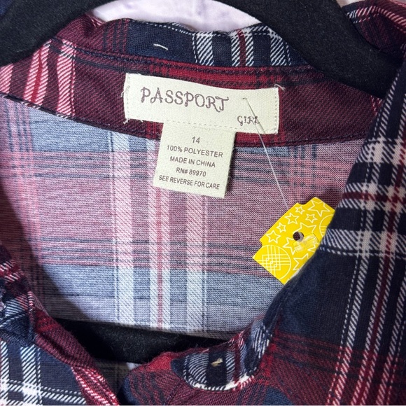 NWT | Passport Girl | Plaid Button-Down Shirt | Size 14 | Red/Blue - Picture 3 of 7